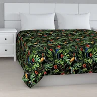 Narzuty - Dekoria Narzuta pikowana w pasy papugi i tukany na czarnym tle szer.260 × dł.210 cm Velvet 500-704-28 - miniaturka - grafika 1