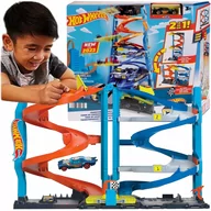 Zabawki konstrukcyjne - Hot Wheels City Wyścigowa Wieża Z Transformacją 2W1 Z Windą + Samochodzik - miniaturka - grafika 1