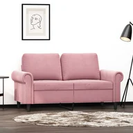 Sofy i kanapy - vidaXL Sofa 2-osobowa, różowy, 120 cm, tapicerowana aksamitem - miniaturka - grafika 1