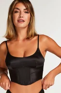 Koszulki i topy damskie - Hunkemöller Top gorsetowy z satyny Czarny - miniaturka - grafika 1