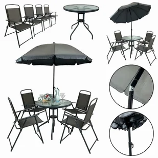 Komplet Mebli Ogrodowych Balkon Ogród Taras Stół Parasol Chile 4Os Szary - Meble ogrodowe Komplet Mebli Ogrodowych Balkon Ogród Taras Stół Parasol Chile 4Os Szary - Meble ogrodowe - miniaturka - grafika 1