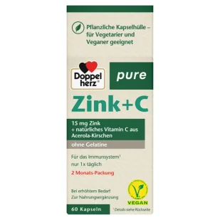 Doppelherz® pure Cynk z witaminą C, 60 kapsułek - Witaminy i minerały - miniaturka - grafika 1