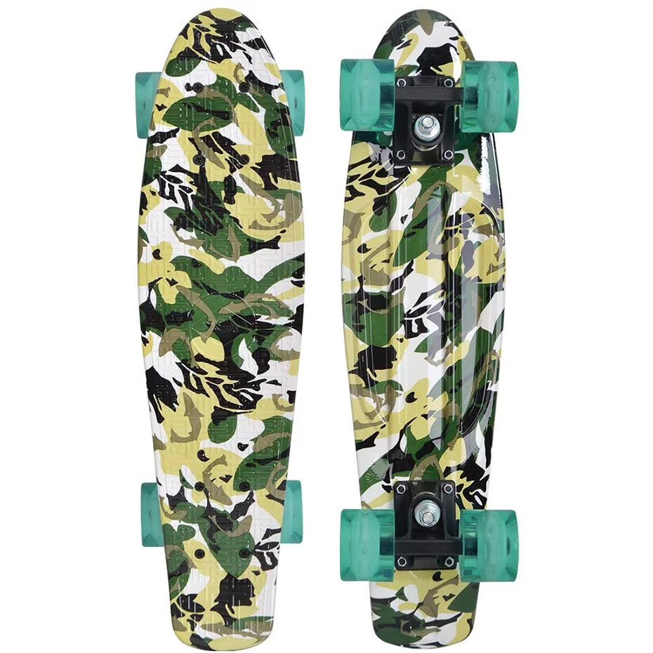 Schildkröt Unisex  deskorolka retro Free Spirit, Premium Beach Board z fajnym designem, świecące kółka LED, wzór: kamuflaż, 510781, jeden rozmiar