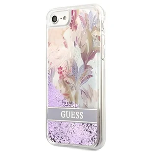 Guess Etui do iPhone SE 2022 / SE 2020 / 7 / 8 fioletowy/purple hardcase Flower Liquid Glitter GUHCI8LFLSU - Etui i futerały do telefonów - miniaturka - grafika 1