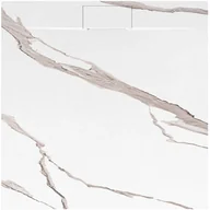 Brodziki prysznicowe - Brodzik kwadratowy biały struktura kamienia smc 90x90 Bazalt Carrara White Rea - miniaturka - grafika 1