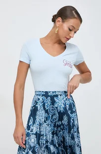 Guess t-shirt damski kolor niebieski - Koszulki sportowe damskie - miniaturka - grafika 1