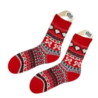 Skarpetki męskie - Skarpetki angora termiczne ciepłe czerwone zimowe wzory 39-42 - miniaturka - grafika 1