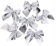 Bombki - Kokardy kokardki na choinkę dekoracyjne srebrne komplet 12 sztuk - miniaturka - grafika 1