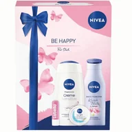 Zestawy kosmetyków damskich - Nivea Be Happy 505ml (zestaw żel + balsam + krem) - miniaturka - grafika 1