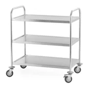 Wózki na żywność - Wózek kelnerski 3-półkowy ze stali nierdzewnej uchwyt o profilu okrągłym 860x540x940 mm TECHNICA, Silver Line - miniaturka - grafika 1