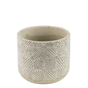 Donice - Osłonka doniczki betonowa Jana 10cm szara wzór geometryczny - miniaturka - grafika 1