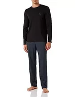 Koszulki męskie - Emporio Armani Męski t-shirt i długie spodnie piżama, zestaw piżamowy, Kwiaty/czarny, L - miniaturka - grafika 1