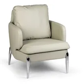 Fotele - B2B Partner Fotel skórzany LUXOR, szary 443103 - miniaturka - grafika 1