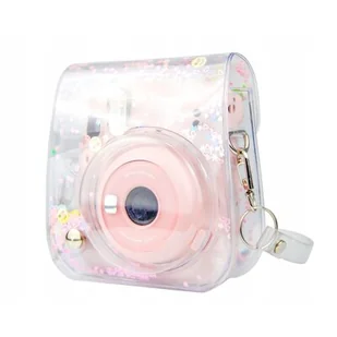Instax-FUJIFILM, pokrowiec do aparatu, Instax Mini 11 / przezroczysty, cekiny różowe - Akcesoria fotograficzne - miniaturka - grafika 1