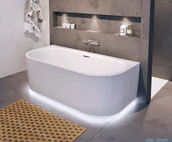 Wanny z hydromasażem - Riho Desire Back2wall LED wanna wolnostojąca przyścienna z oświetleniem Riho Fall napełnianie przez przelew 180x84cm B089012005 - miniaturka - grafika 1