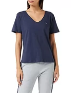 Koszulki i topy damskie - Tommy Jeans Damska koszulka Tjw Slim Jersey z dekoltem w serek, Ciemna granatowa, M - miniaturka - grafika 1