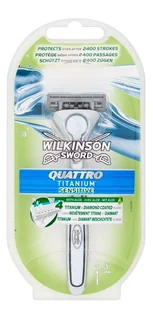 Wilkinson Sword Quattro Titanium Sensitive maszynka do golenia With Aloe - Maszynki do golenia i wkłady - miniaturka - grafika 2