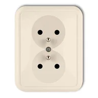 Gniazdka elektryczne - Beżowe gniazdo podwójne z uziemieniem 1GPT-2z LIZA KARLIK - miniaturka - grafika 1
