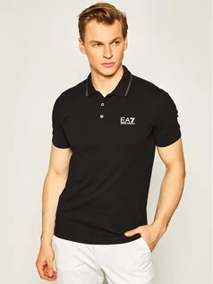 Koszulki męskie - Emporio Armani EA7 Polo 8NPF06 PJ04Z 1200 Czarny Regular Fit - grafika 1