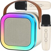 Głośniki przenośne - PRZENOŚNY ZESTAW KARAOKE GŁOŚNIK BLUETOOTH RGB DWA MIKROFONY USB MINI JACK - miniaturka - grafika 1