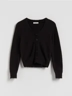 Swetry dla dziewczynek - Reserved - Dzianinowy kardigan - brązowy - miniaturka - grafika 1