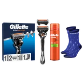 Zestawy kosmetyków męskich - Zestaw Gillette ProGlide FlexBall, maszynka, 1 sztuka + ostrza, 2 sztuki + żel do golenia, 200 ml + skarpetki - miniaturka - grafika 1