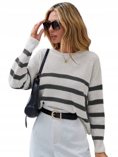 SWETER DAMSKI W PASKI DO BIODER CASUAL L ŁSH