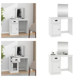 vidaXL Toaletka z lustrem biała 90x50x132,5 cm materiał drewnopochodny - Toaletka - Toaletki - Stolik kosmetyczny - Stoliki kosmetyczne - Toaletki - miniaturka - grafika 1