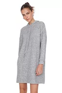 Sukienki - Trendyol Damska sukienka midi Basic Relaxed Knit Dress, Szary, S - miniaturka - grafika 1