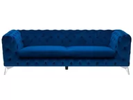 Sofy i kanapy - Beliani 3-osobowa sofa welur ciemnoniebieska SOTRA - miniaturka - grafika 1