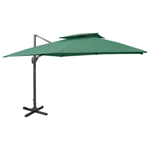 vidaXL Parasol wiszący z podwójną czaszą, 300x300 cm, zielony vidaXL - Parasole ogrodowe - miniaturka - grafika 1