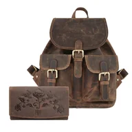 Plecaki - Zestaw prezentowy plecaczek damski i portfel damski paolo peruzzi zup-26-br - miniaturka - grafika 1