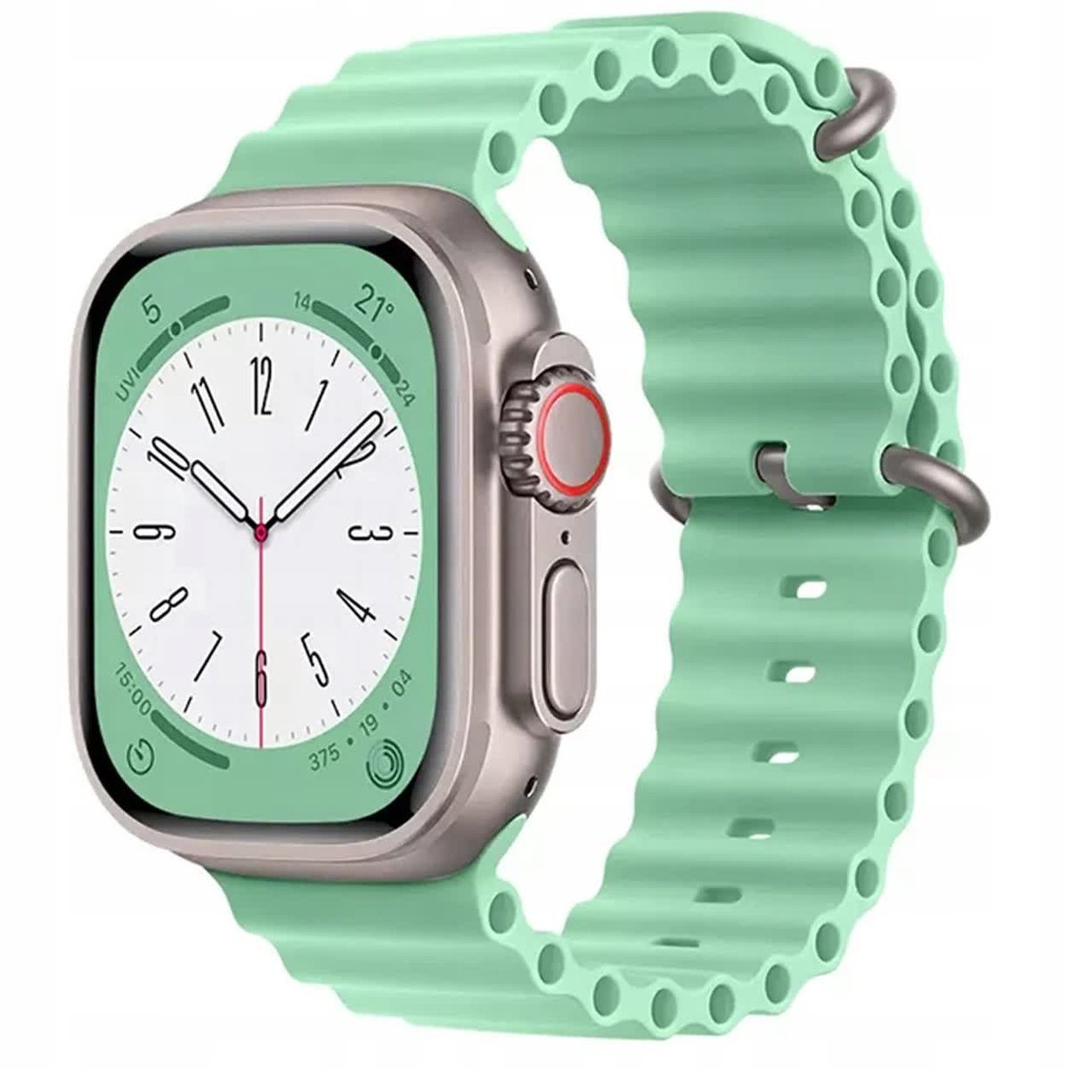 Pasek Gumowy 3D do Apple Watch 1 2 3 4 5 6 7 8 9 SE 42/44/45mm MIĘTOWY