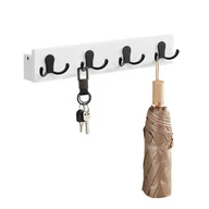 Wieszaki i stojaki - Bambusowy wieszak na ubrania z półką biały - miniaturka - grafika 1