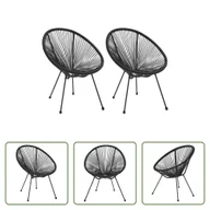 Fotele i krzesła ogrodowe - The Living Store Krzesła ogrodowe Moon 2 szt. Rattan czarny - miniaturka - grafika 1
