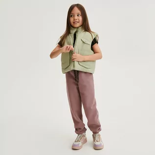 Spodnie i spodenki dla dziewczynek - Reserved - Spodnie dresowe jogger - Bordowy - grafika 1