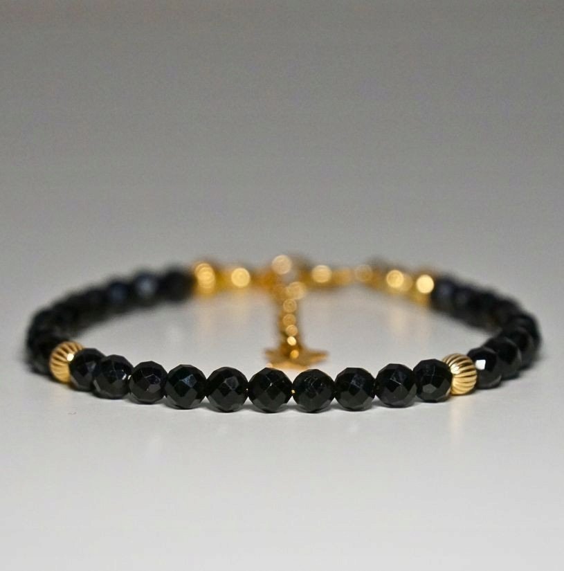 Bransoletka Gwiezdna Turmalin Czarny 4mm - Crystals Break 2 ROZMIARY