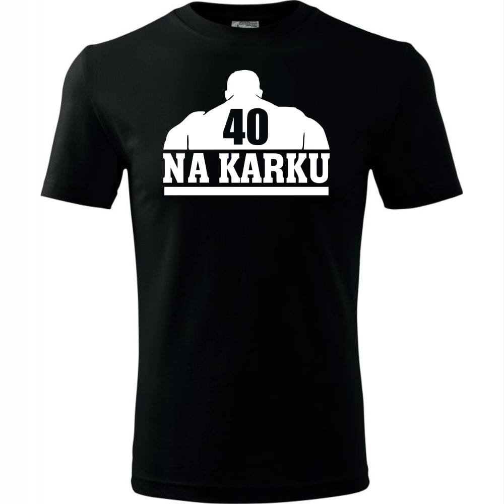 Męska Koszulka z Nadrukiem 40 na karku na Prezent Urodzinowy dla Niego czarny M
