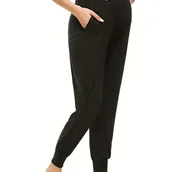 Inne - TEMU Wygodne I Rozciągliwe Spodnie Ciążowe Z Wysokim Stanem I Wsparciem Brzucha, Luźne Spodnie Do Jogi Dla Kobiet W Ciąży Na Wiosnę I Jesień - miniaturka - grafika 1