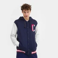 Bluzy sportowe męskie - Męska bluza rozpinana z kapturem CHAMPION Hooded Bomber Jacket - granatowa - miniaturka - grafika 1