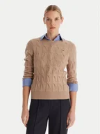 Swetry damskie - Tommy Hilfiger Sweter WW0WW43586 Beżowy Regular Fit - miniaturka - grafika 1