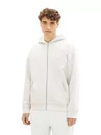 Bluzy męskie - Męska bluza z kapturem o luźnym kroju TOM TAILOR Denim Bluza dresowa z nadrukiem z tyłu, 32244-mglisty świt, L - miniaturka - grafika 1