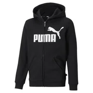 Odzież sportowa dziecięca - Młodzieżowa bluza z kapturem z dużym logo Essentials PUMA Black - miniaturka - grafika 1