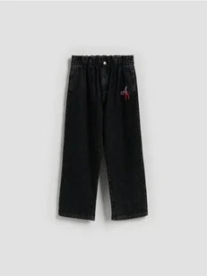 Reserved - Jeansy baggy fit z prostą nogawk - czarny - Spodnie i spodenki dla dziewczynek - miniaturka - grafika 1