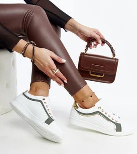 Biało-zielone sneakersy na platformie Amala-40 - Sneakersy damskie - miniaturka - grafika 1