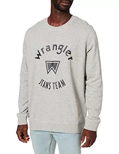 Wrangler Bluza męska Crew Sweat, grigio medio mel, M - Bluzy męskie - miniaturka - grafika 1