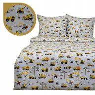 Pościel dla dzieci - Pościel Dziecięca 160x200 2 x 70x80 Koparki Żółte Na Szarym Bawełna - miniaturka - grafika 1