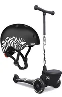 Hulajnogi - Zestaw Hulajnoga trójkołowa balansowa z zamykanym schowkiem 2+ + Kask XXS-S dla dzieci 1-5 lat Zebra Scootandride - miniaturka - grafika 1