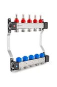 Akcesoria grzewcze - Rozdzielacz InoxFlow z zaworami do siłowników i przepływomierzami - 10 obwodów - miniaturka - grafika 1