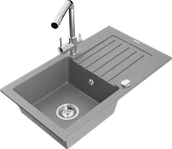 Zlewozmywaki z baterią - Mexen Pablo zlewozmywak granitowy 1-komorowy z ociekaczem i baterią kuchenną Duero, szary - 6510-71-671600-00 - miniaturka - grafika 1